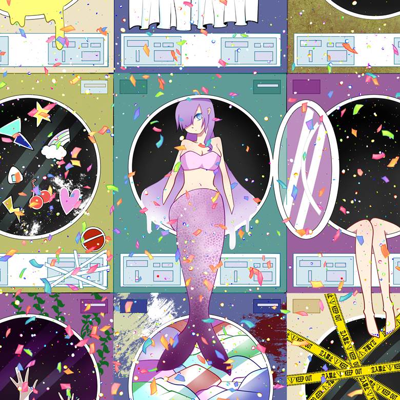 原创, 女孩子, laundromat, 人鱼, cute mermaid