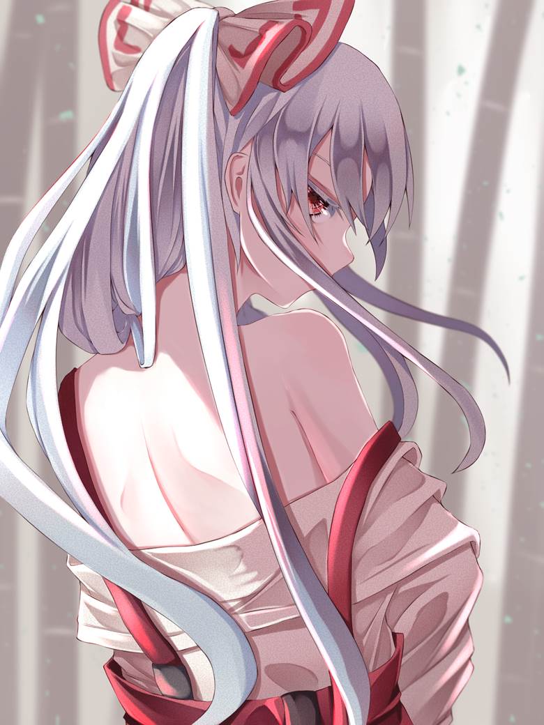 Touhou Project, Touhou, fujiwara no mokou, back, nape, exposed shoulders, Touhou Project 5000+ bookmarks