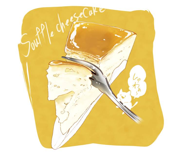 蛋奶酥芝士蛋糕|插画师tyato的美食插画图片