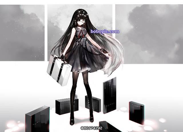 suitcase,小女孩,眼罩,黑色连衣裙图片