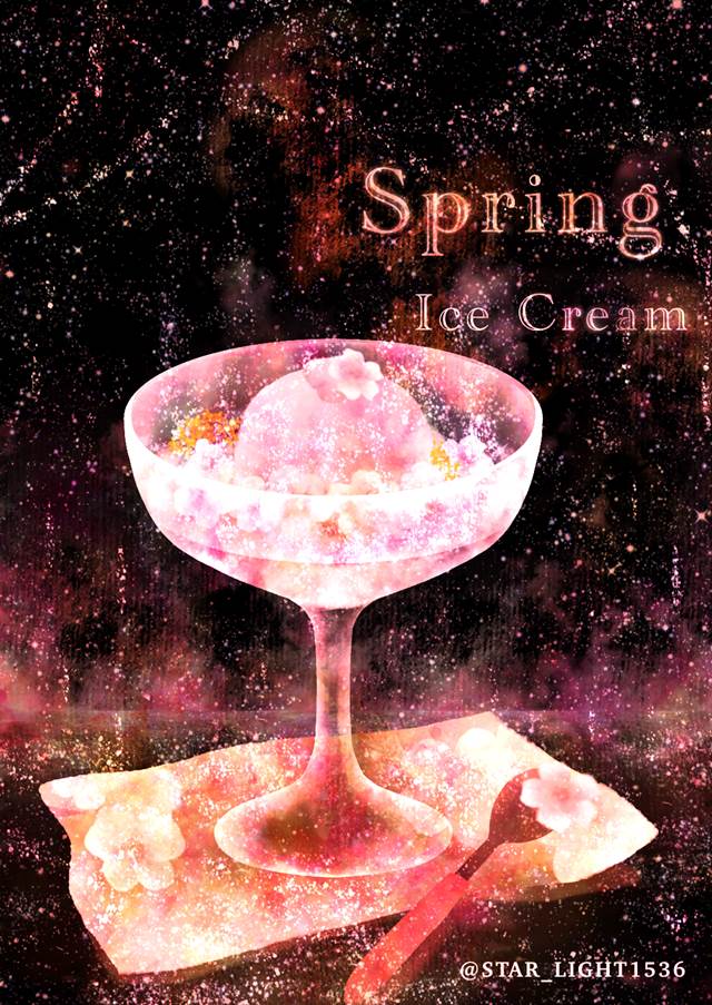 冰淇淋, 插画, 原创, Season, 樱, sunflower, 玻璃之中, 食物, Original 500+ bookmarks, 食物500收藏