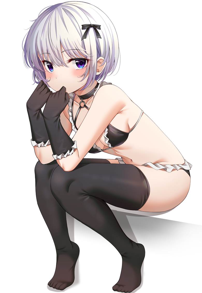 white hair, lingerie, original, girl, maid, swimsuit, maid bikini, original 10000+ bookmarks, gloves