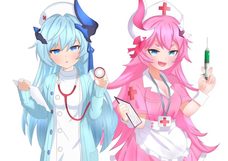 リリア x ロザリア (アーリン) Twin nurse|Ariちゃん的崩坏3pixiv插画图片