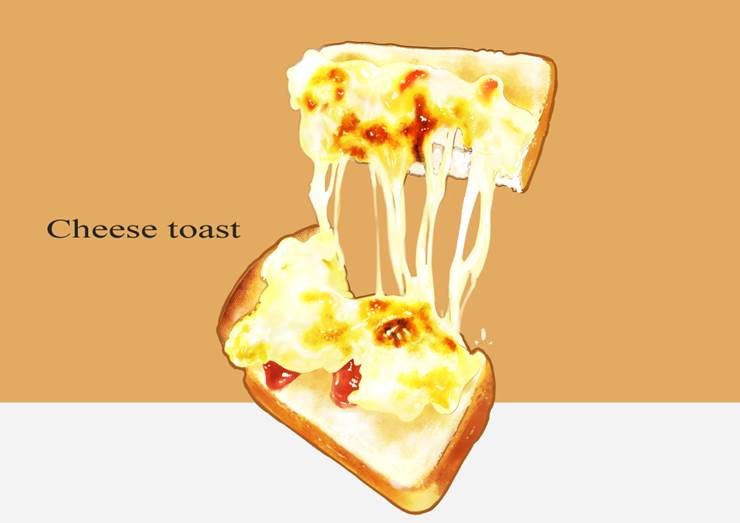 奶酪吐司|插画师tyato的吐司插画图片