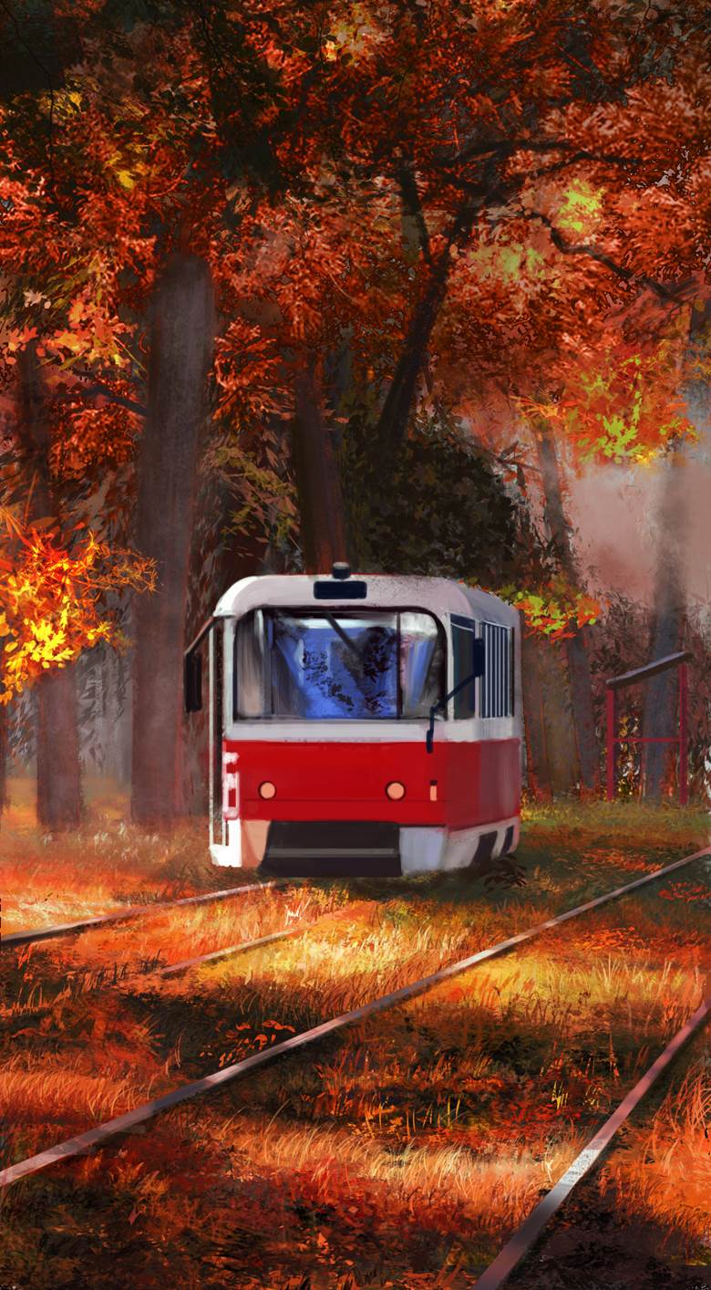 4th|acroyali的电车风景插画图片