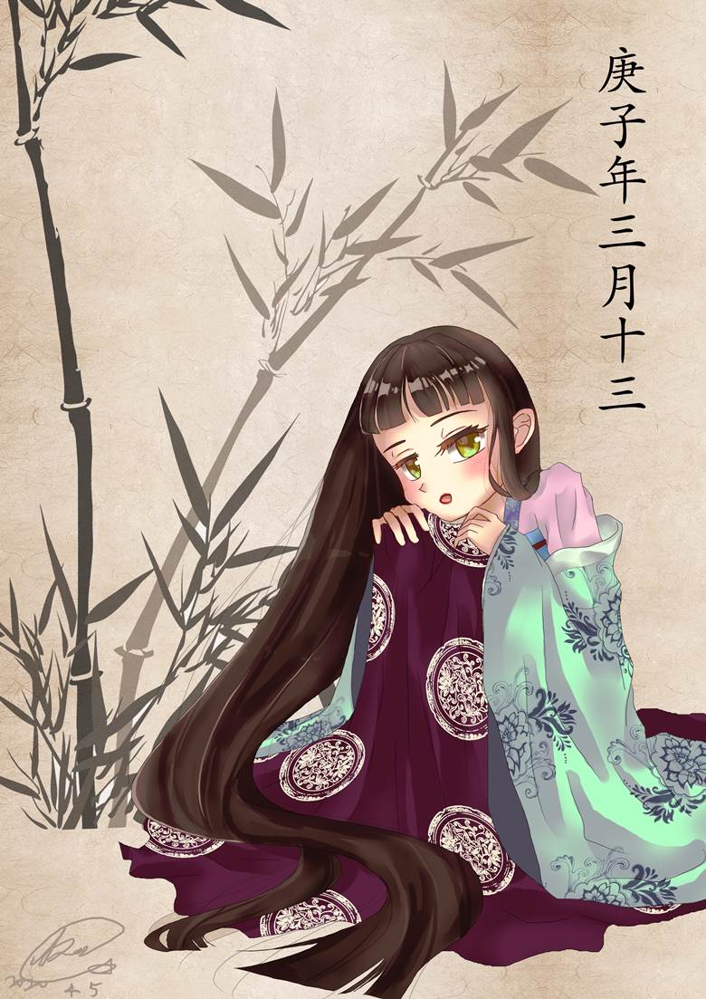 original, 汉服, black hair, 中国风, 中华, ink painting