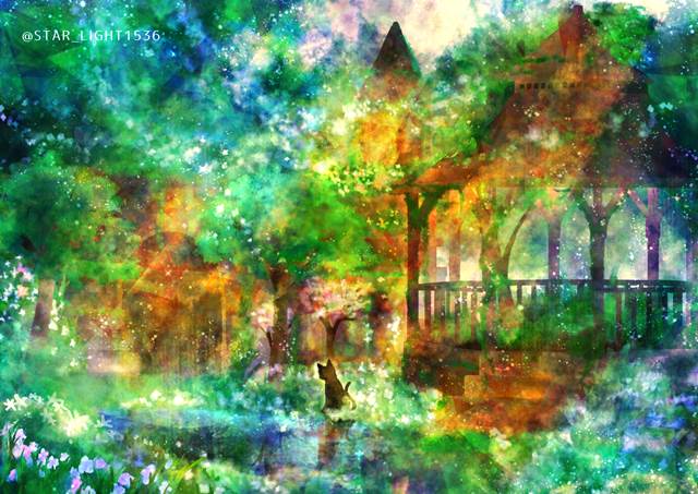 插画, 原创, 黑猫, 废墟, forest, Original 300+ bookmarks