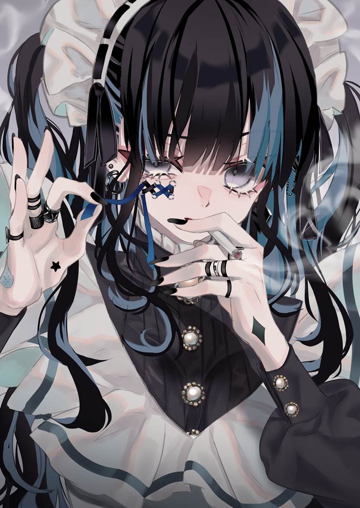 原创, 女孩子, corset piercing, 女仆, 香烟, 原创10000users加入书籤, Jagged sclera, no unauthorized reproduction