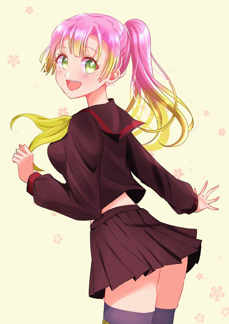 thighs, Kimetsu no High School, sailor uniform, ponytail, ObaMitsu, Mitsuri Kanroji, Demon Slayer: Kimetsu no Yaiba, The Love Pillar, Demon Slayer: Kimetsu no Yaiba 1000+ bookmarks