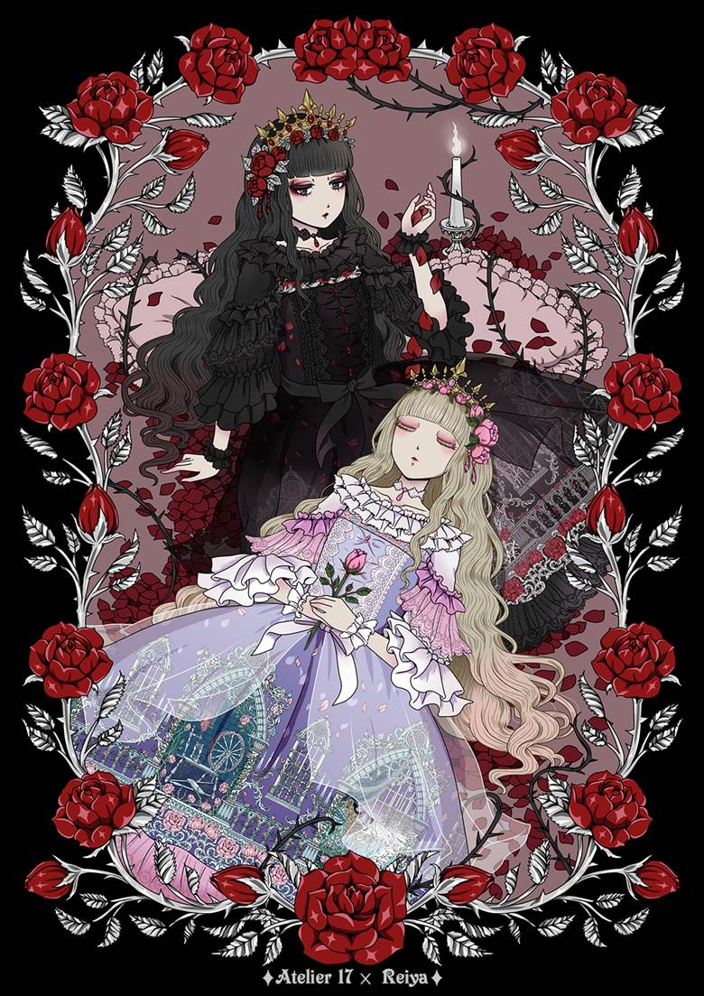 眠り姫|零夜(Reiya)的玫瑰花与少女插画图片