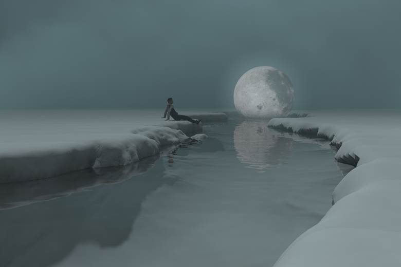 彼と月The moon and him|denkiry的Pixiv风景壁纸插画图片