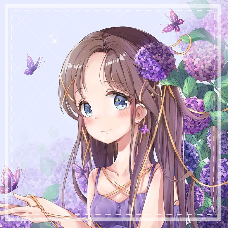 紫阳花と蝶なゆう的紫阳花插画图片