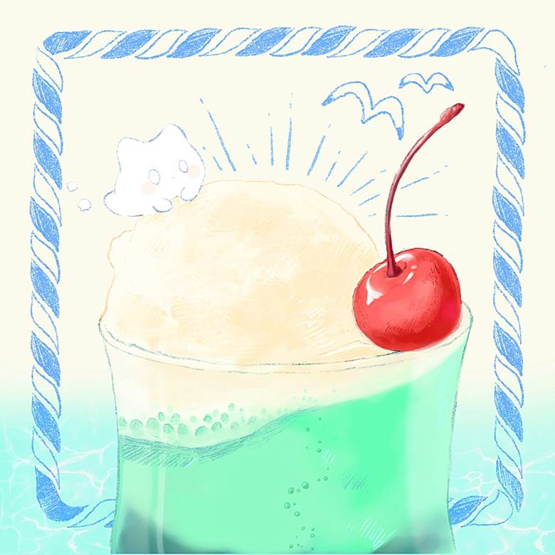 クリームソーダ|kashima.的Pixiv美食插画图片
