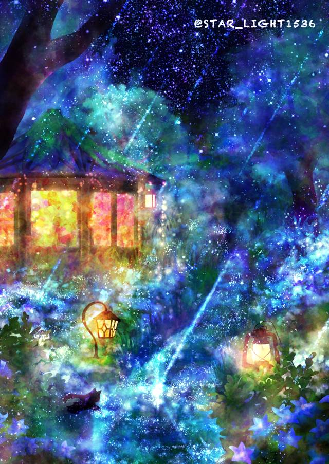 原创, 插画, cat, lantern, 流星, forest, Original 300+ bookmarks