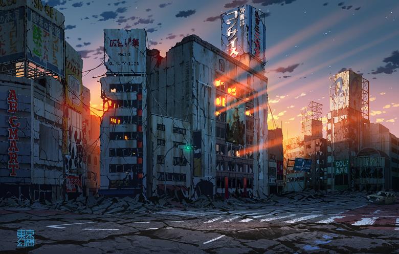 fantasy Tokyo, 废墟, 风景, 奇幻, 原创, future, tokyo, background, daydream