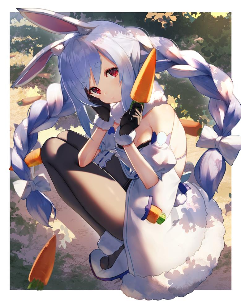 Hololive, Usada Pekora, black stockings, virtual YouTuber