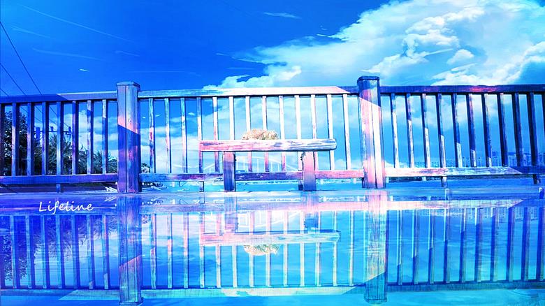 风景, background, scenery, reflection pool, cat, 夏日天空, scenery 3000+ bookmarks, 原创3000收藏