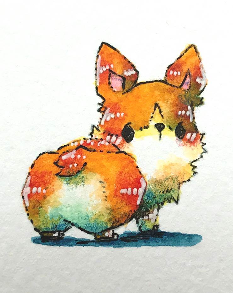 小柯基|插画师マミーポコ的狗类动物插画图片