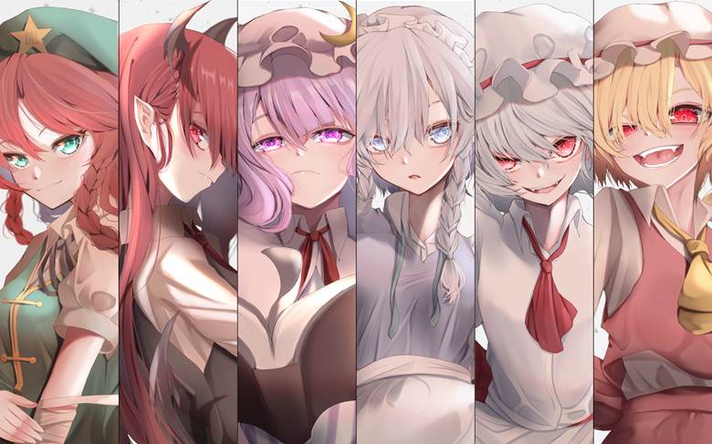 东方Project, 东方, 红美铃, 小恶魔(东方Project), 帕秋莉·诺蕾姬, sakuya izayoi, 蕾米莉亚·斯卡蕾特, 芙兰朵露・斯卡蕾特, Touhou Project 3000+ bookmarks