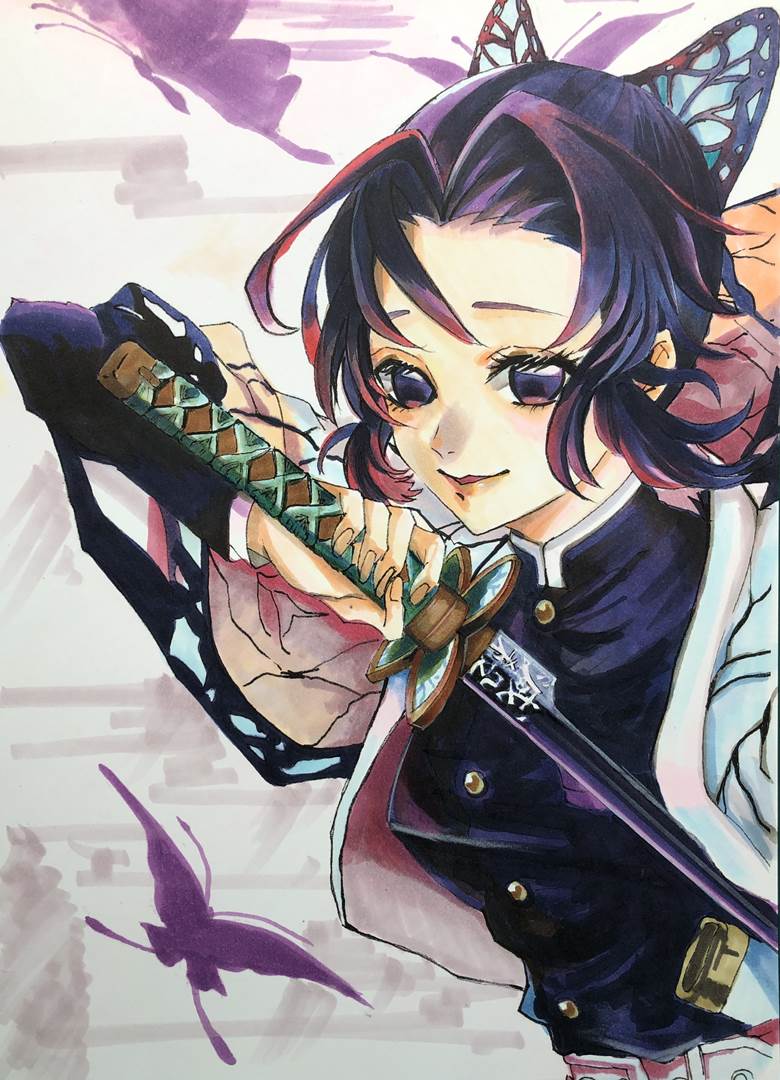 Demon Slayer: Kimetsu no Yaiba, copic, replica, Shinobu Kochou, Demon Slayer 500+ bookmarks