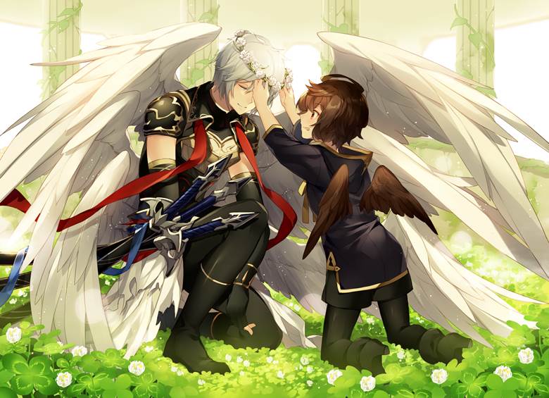 Granblue Fantasy, Sandalphon (Granblue), Lucifer (Granblue Fantasy), flower crown