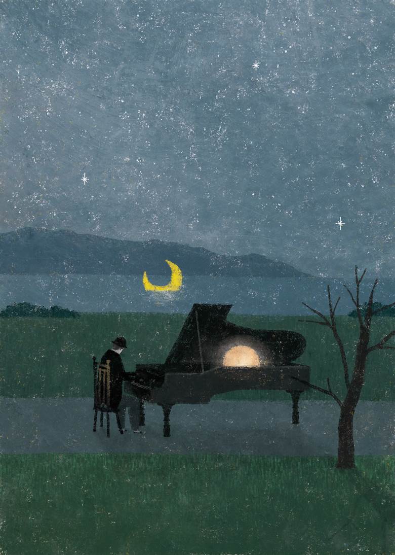夜明けとピアノ日下明repair的弹钢琴pixiv插画图片