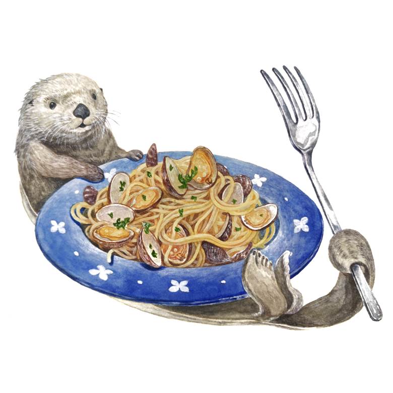 pasta, spaghetti, food, animal, hand-drawn, watercolor, traditional, transparent watercolor, Original 100+ bookmarks