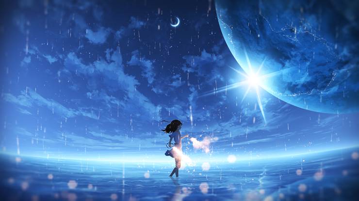 mouse drawing, 焰火, young girl, 乌尤尼盐沼, moon, 风景, background