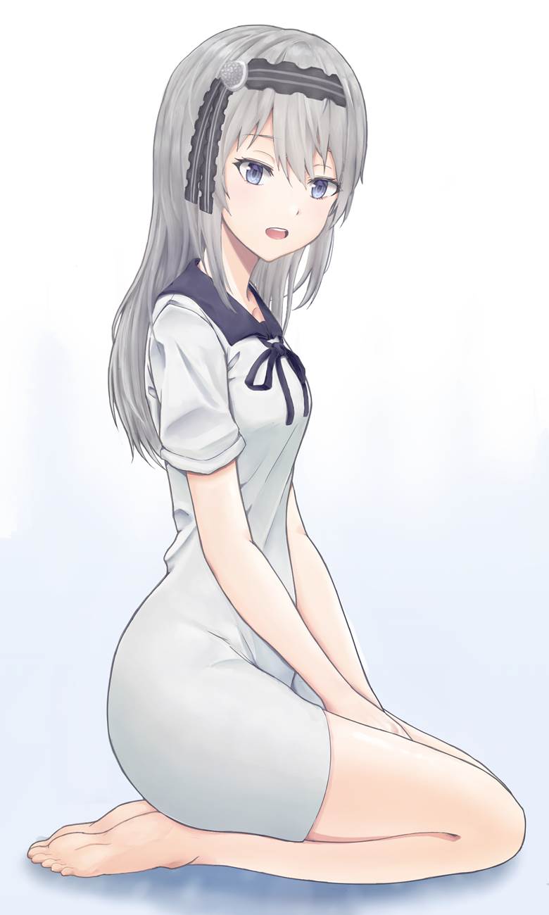 辉夜大小姐想让我告白~天才们的恋爱头脑战~, 女孩子, young girl, 四宫辉夜, Miyuki Shirogane, 白银圭, 辉夜大小姐想让我告白100收藏, 白色连衣裙, sit straight, string ribbon