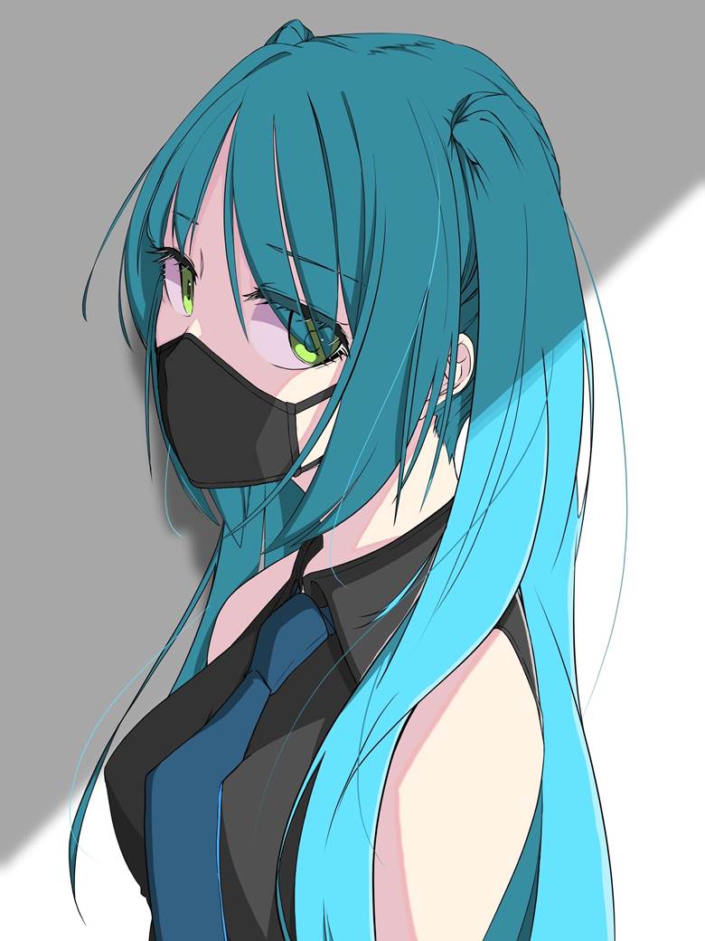 初音ミクかんなぎ的口罩人物插画图片