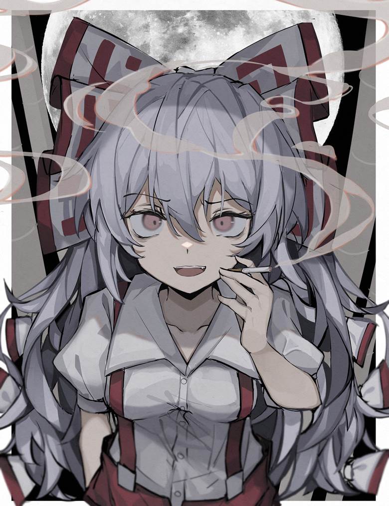 东方Project, 藤原妹红, tobacco, girl smoking, 香烟, 东方, Touhou Project 5000+ bookmarks