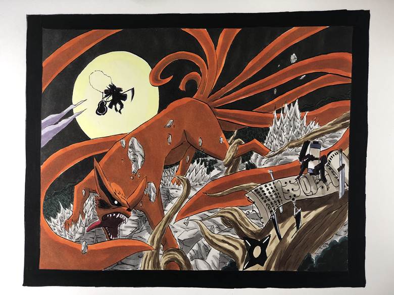 宇智波佐助, 漩涡鸣人, copic马克笔, 插画, rival, 千手柱间, uchiha madara, 火影忍者疾风传