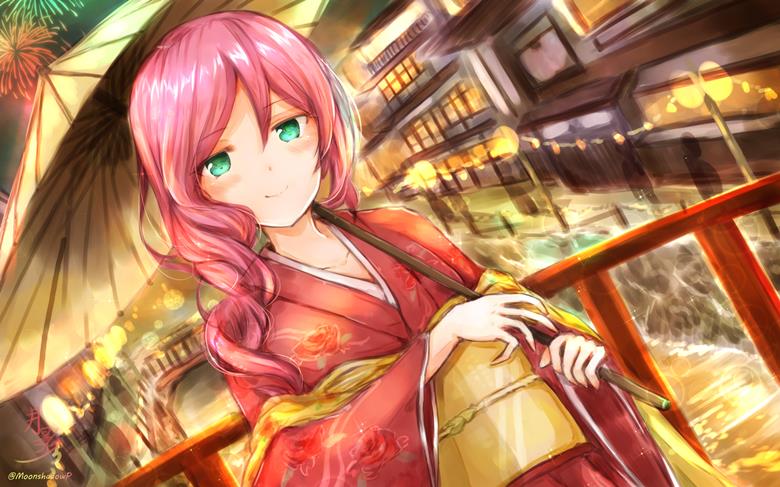 少女☆歌剧 Revue Starlight, 少歌手游, Yachiyo Tsuruhime, kimono, 焰火, summer festival, 壁纸