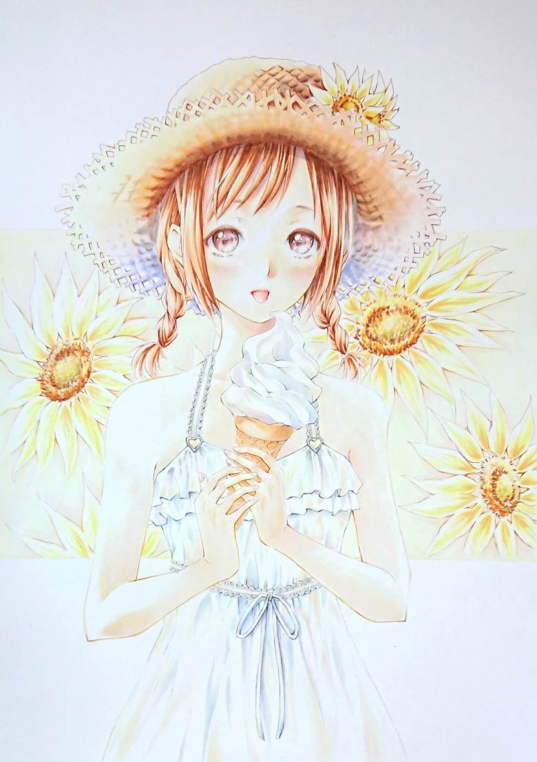 ソフトクリーム|yukki59829的草帽少女插画图片
