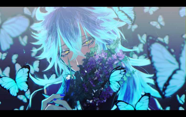 皮肤苍白,头发像火一样的idia shroud pixiv同人插画图片