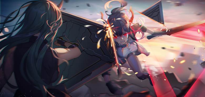 星熊与陈|进基的少年的明日方舟插画图片