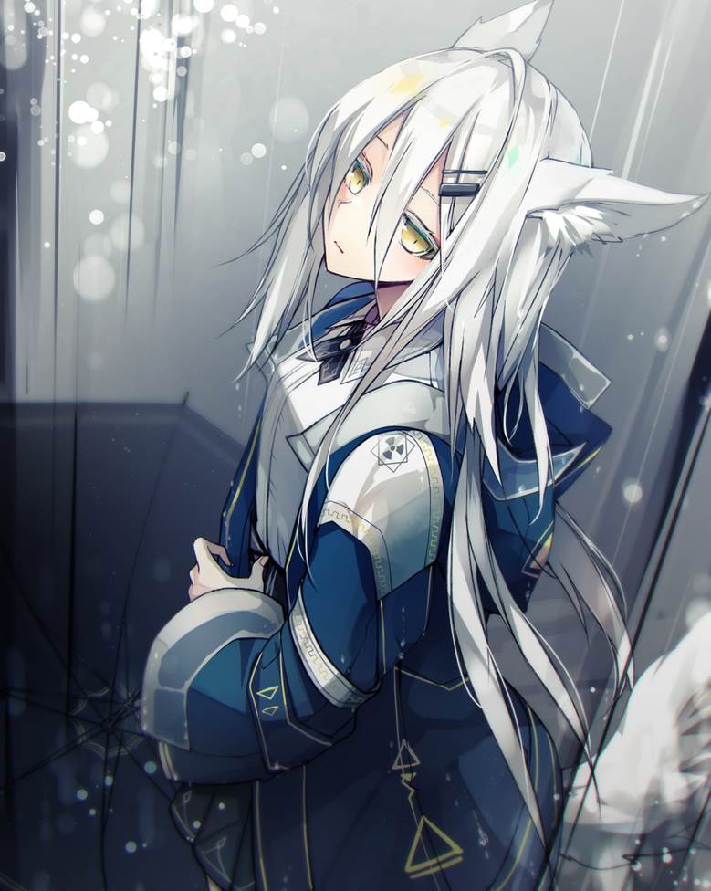 雨ぬみsin的白发美少女插画图片