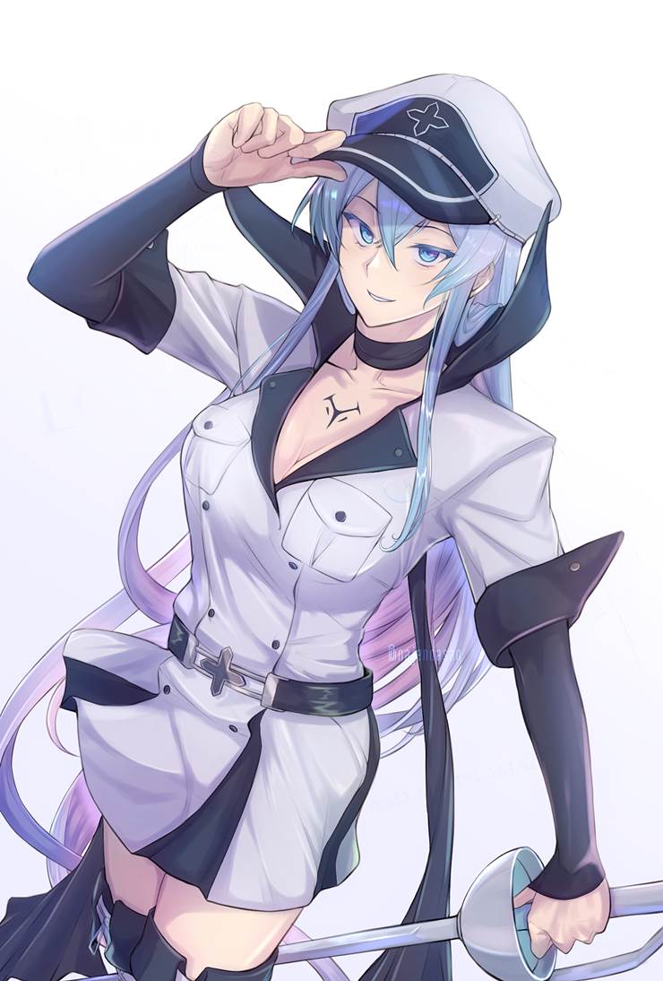 斩·赤红之瞳, 斩！赤红之瞳, 艾斯德斯, Akame ga Kill! 1000+ bookmarks, 长筒靴, long blue hair, 敌女
