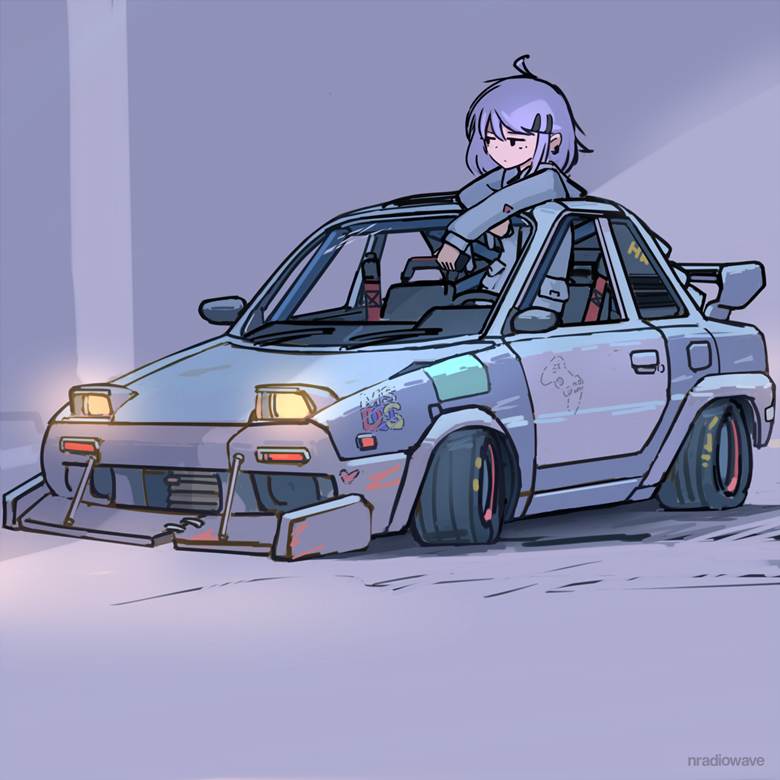 drifter girl|nradiowave的汽车插画图片