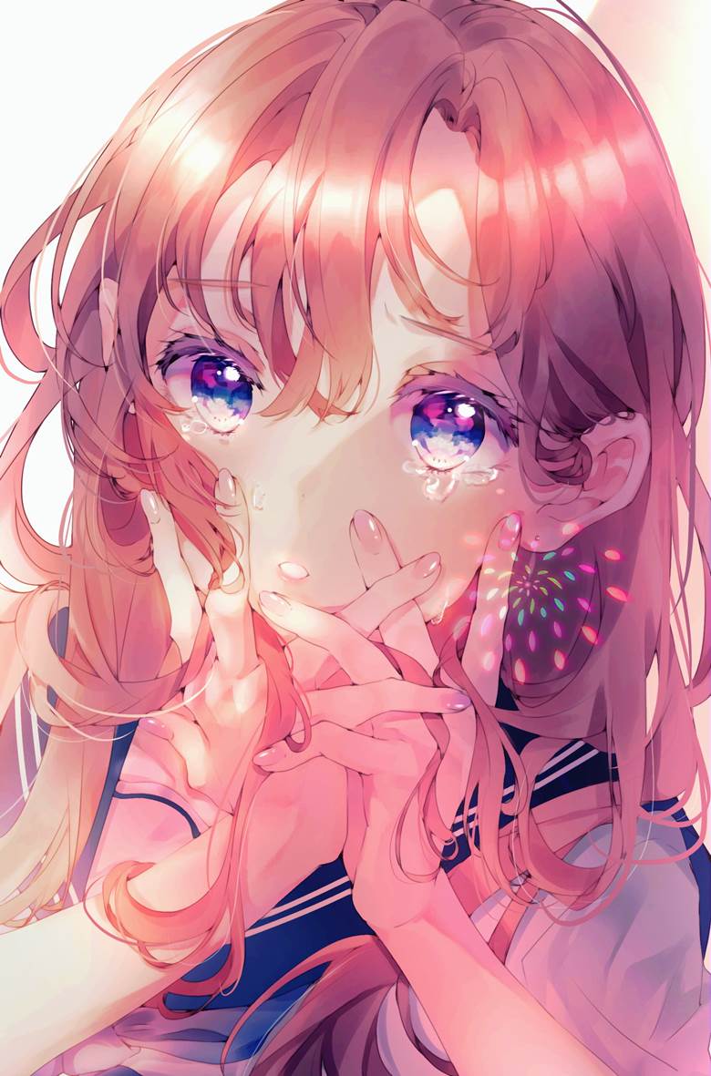女孩子, 眼泪, 夏天, 水手服, 焰火, 美甲, 原创, 红头发, Original 300+ bookmarks