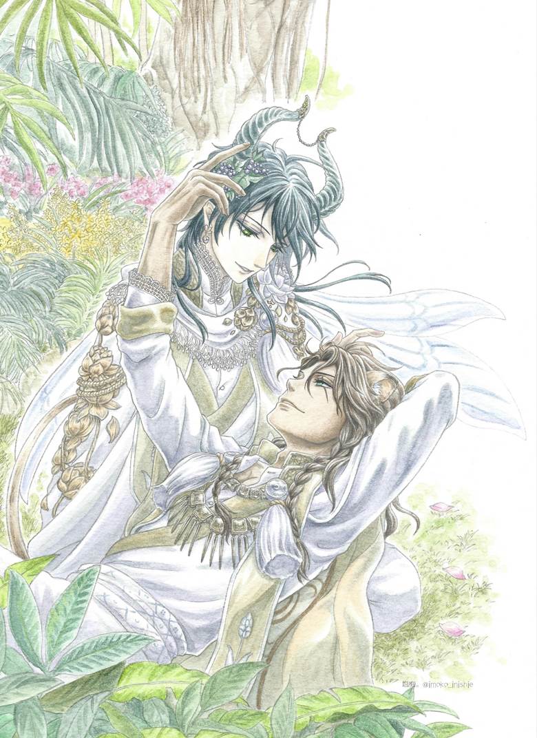 手绘, watercolor, 扭曲仙境【腐】, Leona/Malleus, Twisted Wonderland yaoi 1000+ bookmarks