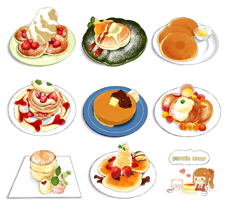 bear, 女孩子, sweet, pancake, 食物插画, original illustration, 食物1000收藏, 原创1000users加入书籤