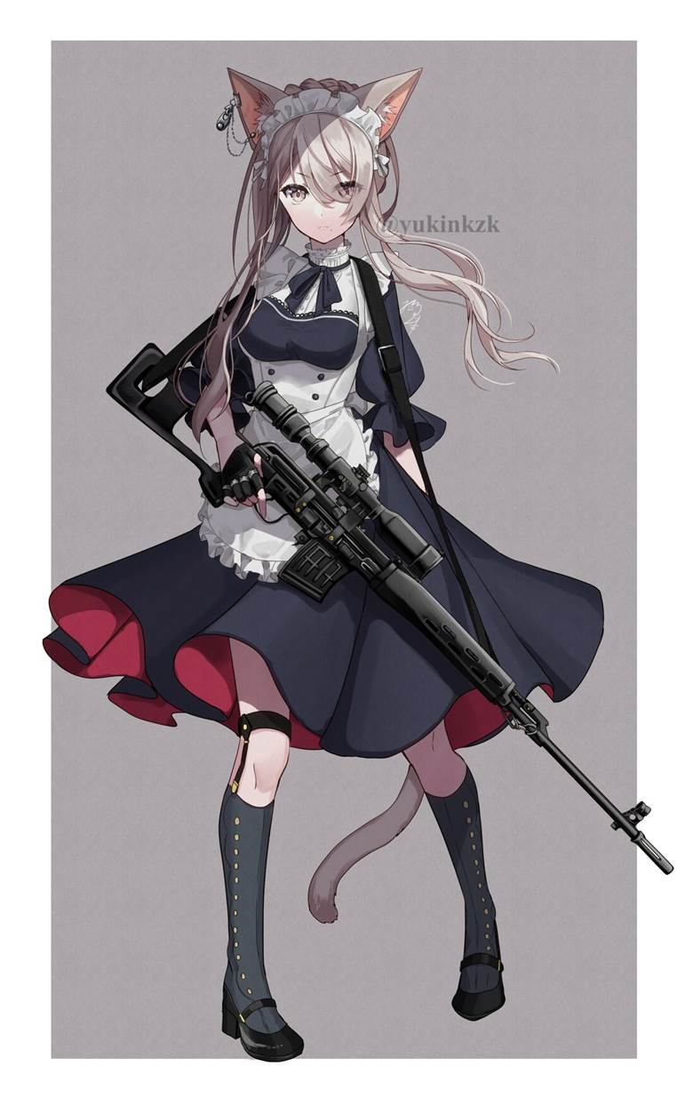 武装メイドさん|猫月ユキお的pixiv女仆少女插画图片