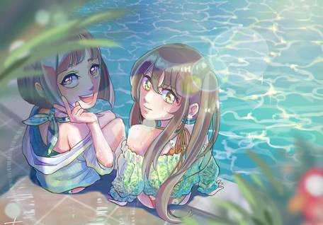 swimsuit, pool, girl, original