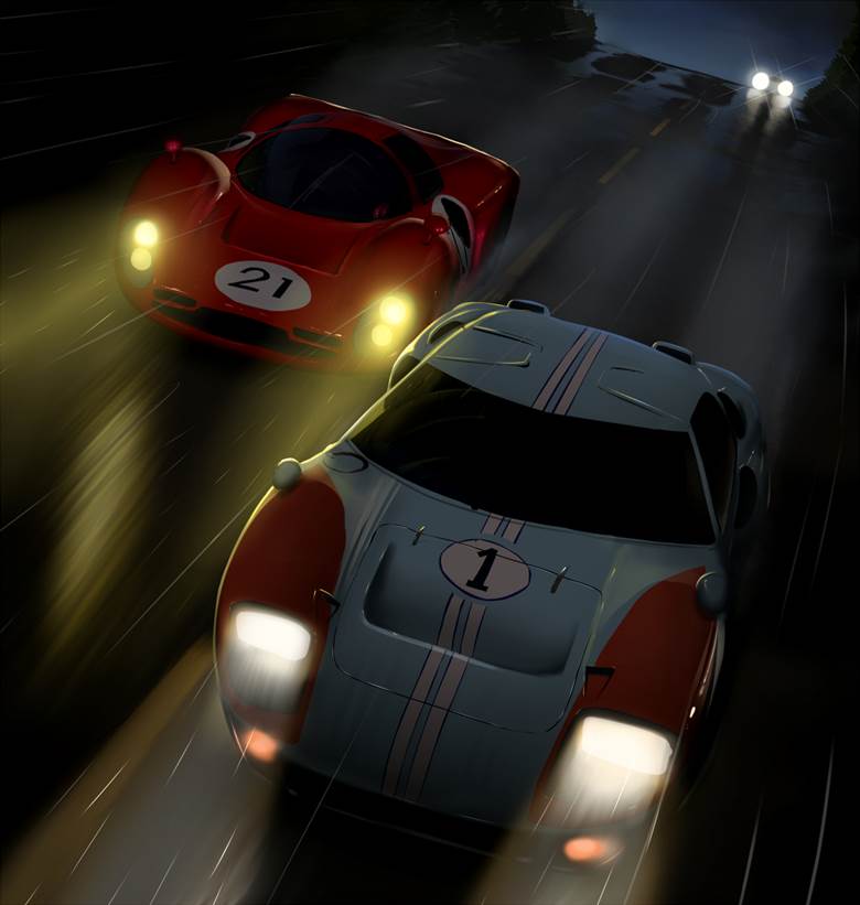决闘|マクRO的汽车插画图片