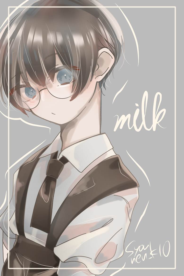 milk|少年K的圆形眼镜少女插画图片