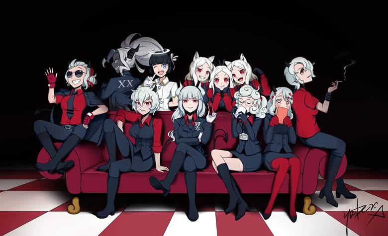 恶魔, 西装, 白发, high boots, Helltaker 500收藏, Helltaker 1000收藏