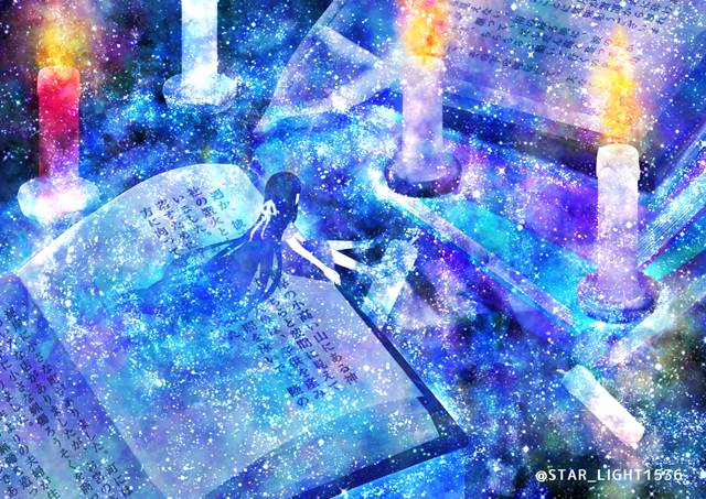 插画, 原创, 女孩子, water surface, candle, book, Original 500+ bookmarks