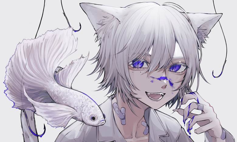 原创, 男孩子, white, 原创, 痣, 鱼, 创可贴