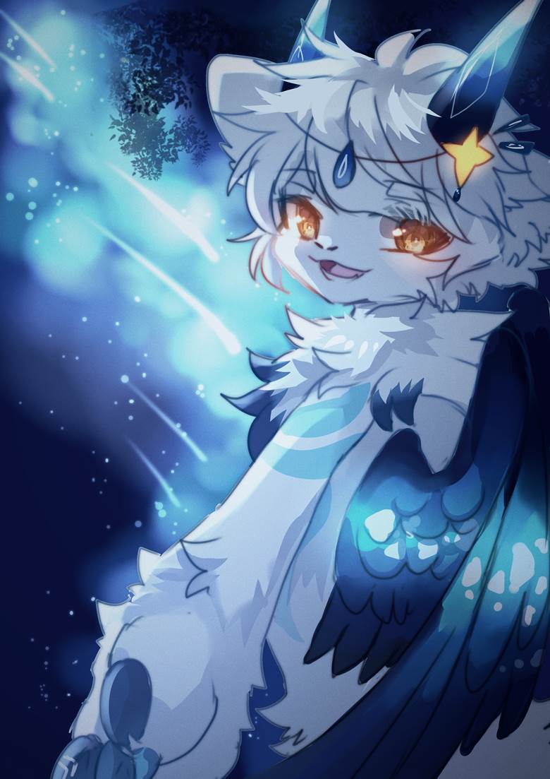 野兽, animal ears, transparency, 兽人, 涂鸦, cat ears, 兽耳正太, night sky, night view